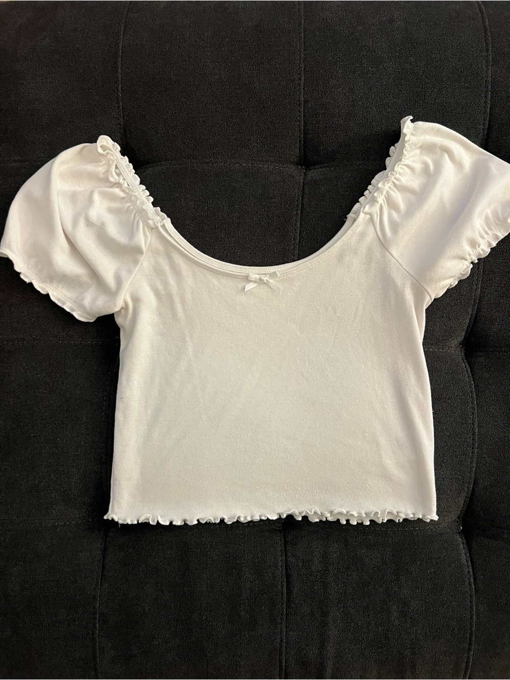 American Eagle Outfitters White Puff Sleeve Scoop Crop Top